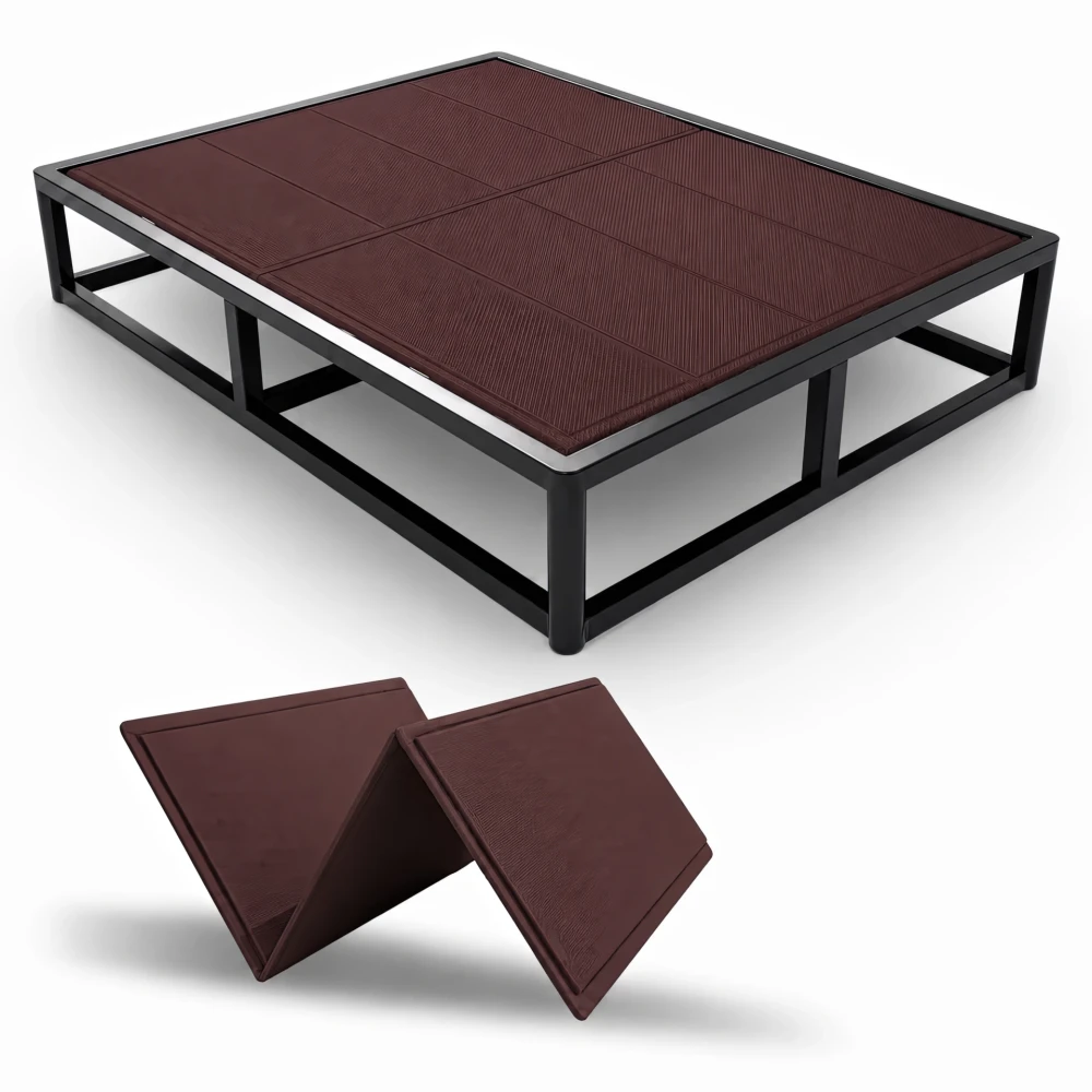 Noble Realm 10mm Bunkie Board (60”x76”Queen Size) Brown Heavy Duty Wood | Low Profile Bed Support Board for Under Mattress, Breathable, Noise Minimizing, Moisture Resistant |Fodable Box Spring Fully Assembled