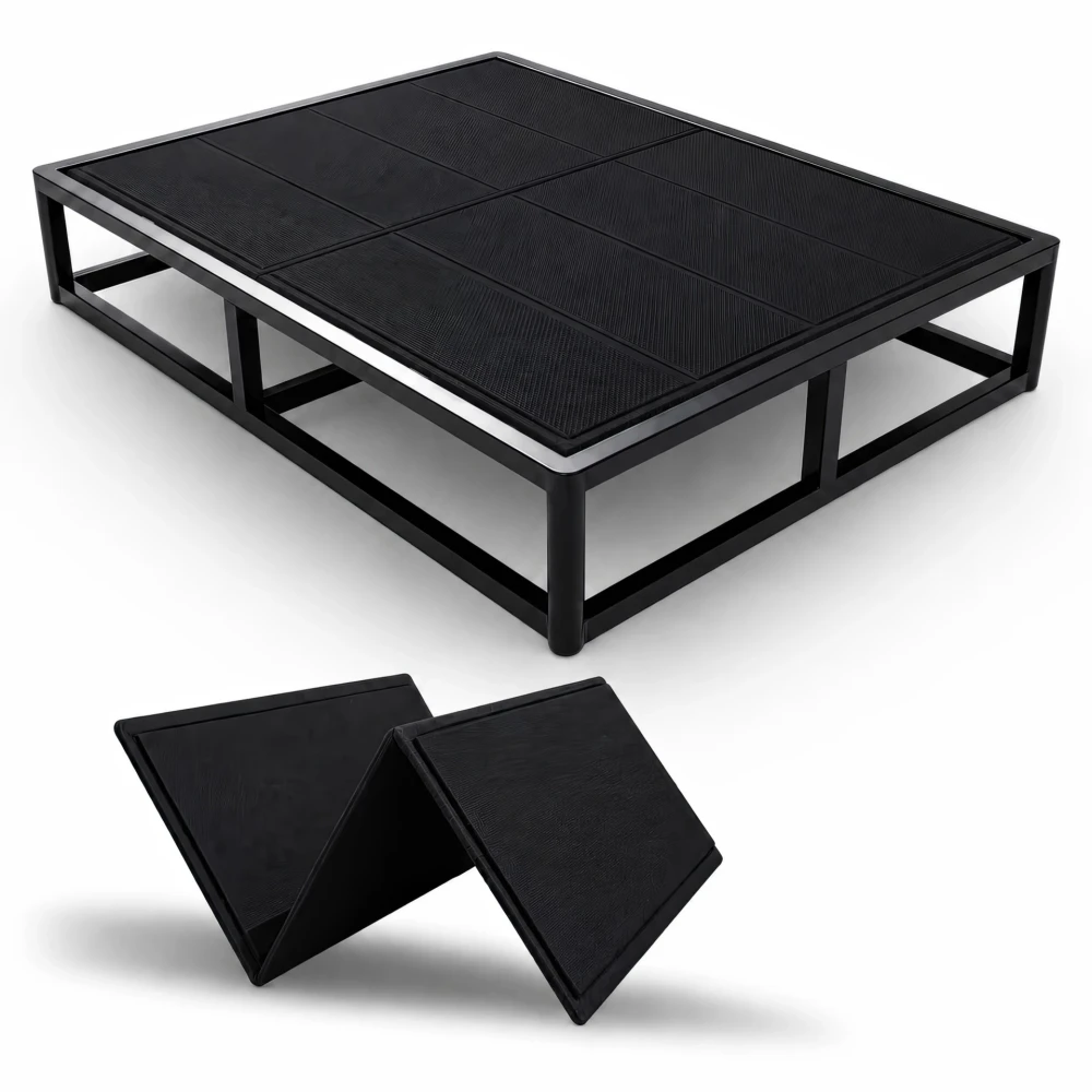 Noble Realm 10mm Bunkie Board (60”x76”Queen Size) Black Heavy Duty Wood | Low Profile Bed Support Board for Under Mattress, Breathable, Noise Minimizing, Moisture Resistant |Fodable Box Spring Fully Assembled